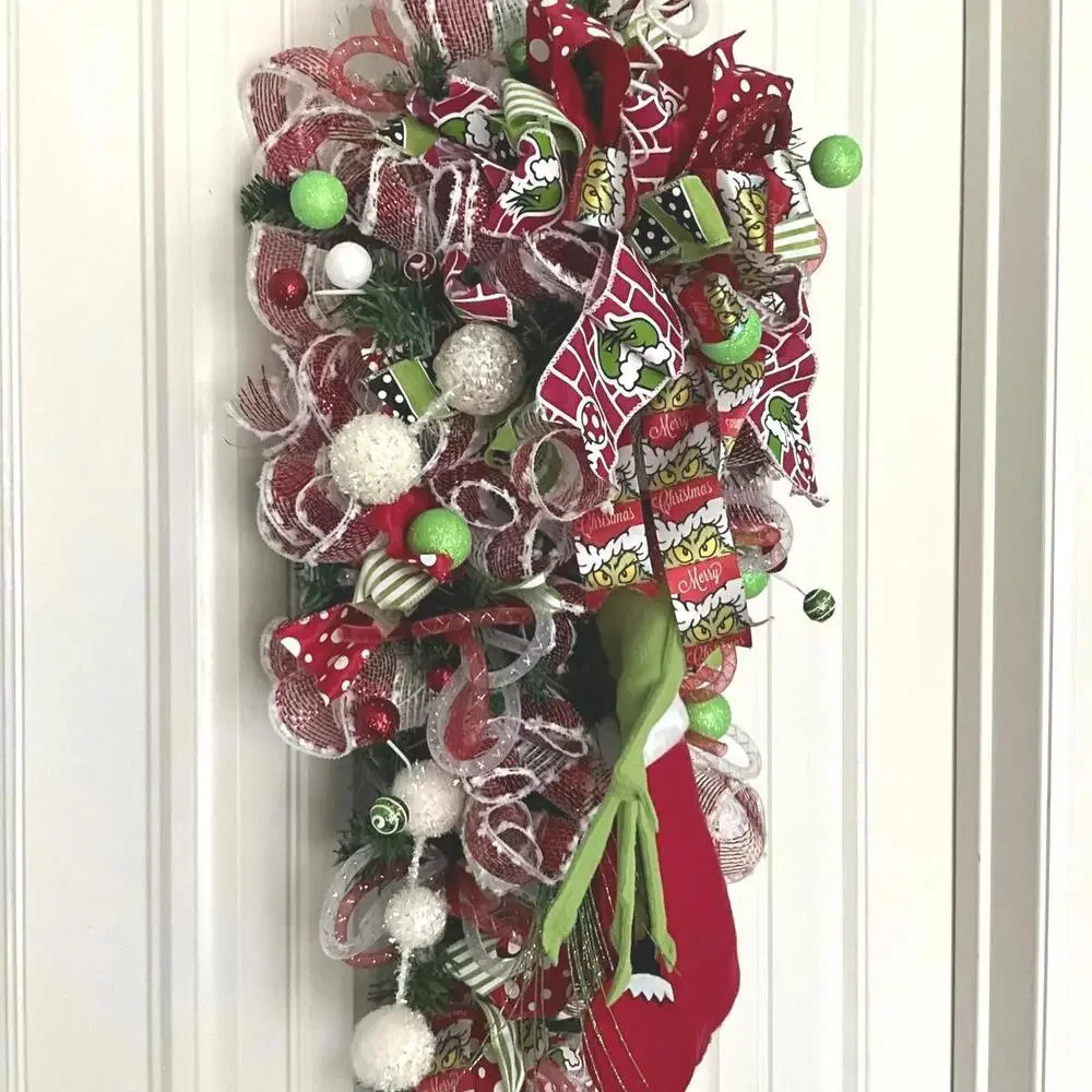 Christmas Green Monster Door Swag